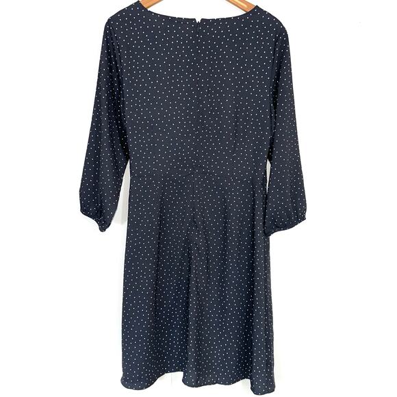 NWT Loft Outlet Grey & White Polka Dot Faux Wrap Mini Dress Size 10 - Picture 8 of 12